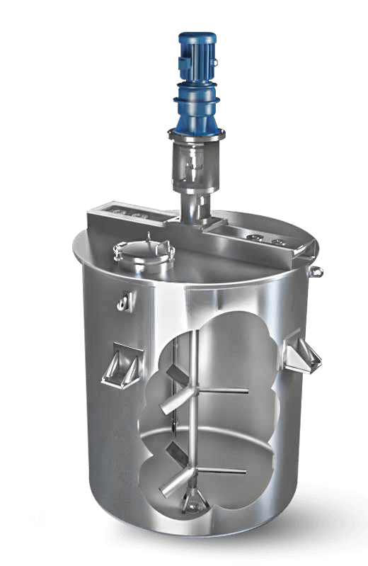 Mixing vessel with rotary agitator